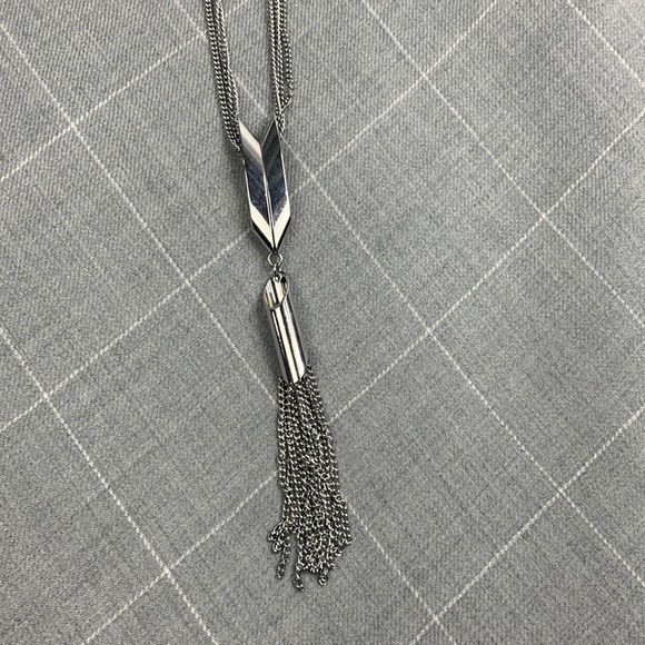 Silver Tassel Necklace Costume Jewelry Multi strand - Picture 5 of 13